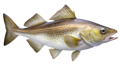 Detailed Illustration of a Cod Fish on a Clean transparent background