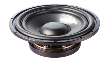 High resolution image of an isolated speaker with a dark aesthetic design