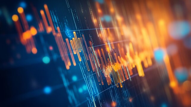 Abstract financial data display with glowing charts - Powered by Adobe