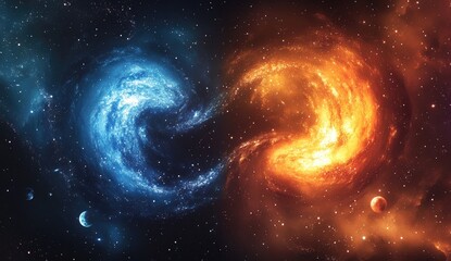 Naklejka premium Cosmic Yin and Yang