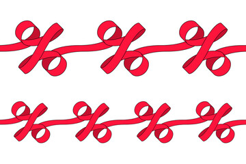 Seamless pattern of ribbons in shape of percent signs, design elements