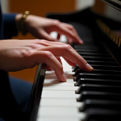 Obraz premium Close-Up of Hands Playing the Piano
