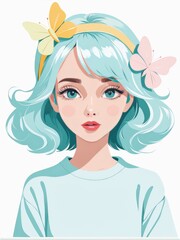 beautiful girl with blue eyes and long hair. fashion illustration. vector illustration.beautiful