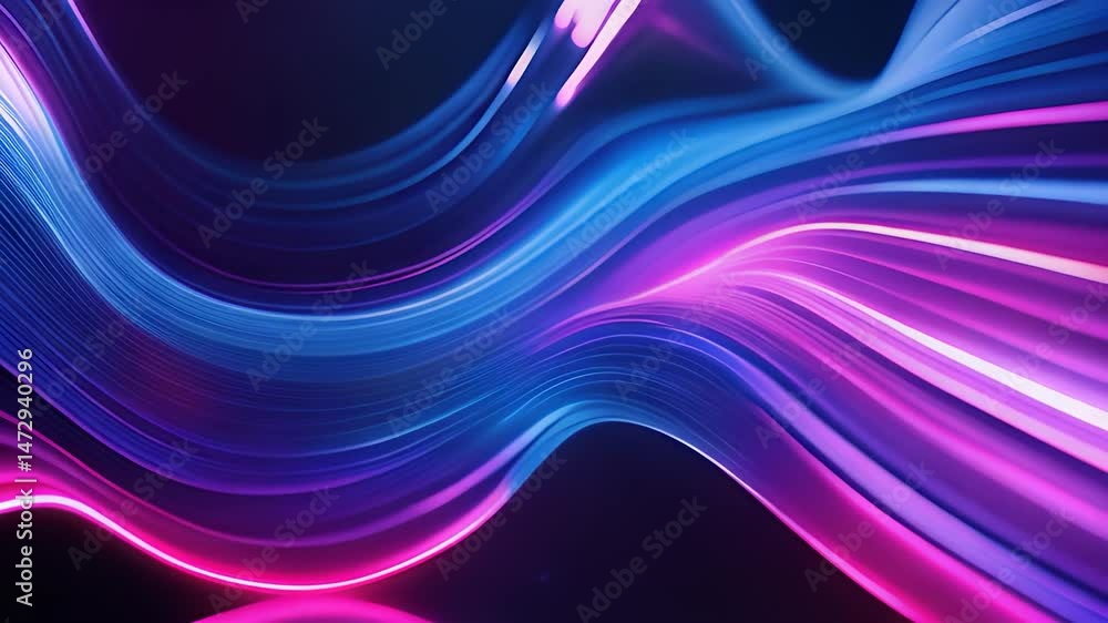 Aufkleber futuristic neon light trail with smooth flowing motion in abstract digital wave background, 4k seaml