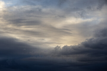 Layer of clouds with a bit of sunlight.