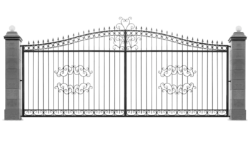 Wide decorative gate with columns . B.