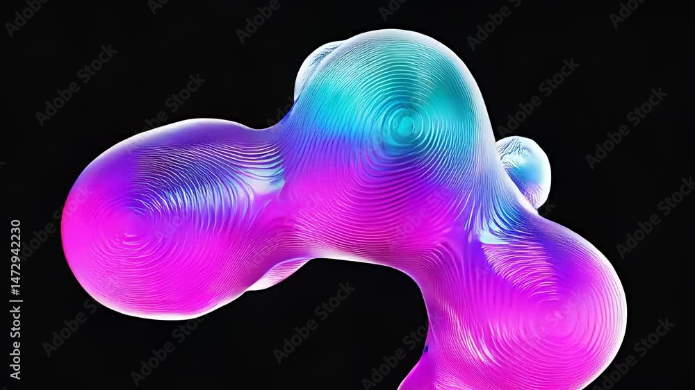 Poster liquid crystal blob with color transition, smooth surface morphing, abstract 3d motion, high detail 
