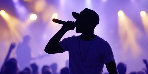 music festival with rapper on stage performing