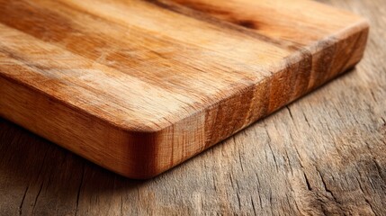 Empty wooden cutting board close up