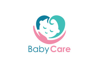 baby care logo design. and love baby and children vector logo. baby care logo design vector