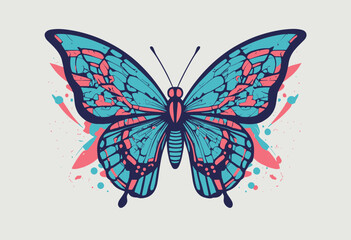 futuristic butterfly t shirt design, vector graphic, typographic poster or tshirts street wear and Urban style