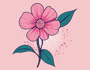 Polygonal illustration of Pink flower t shirt design, vector graphic, typographic poster or tshirts street wear and Urban style