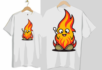 cartoon character of fire Graphic Design for T shirt Street Wear and Urban Style