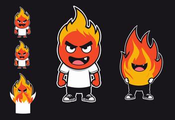 cartoon character of fire Graphic Design for T shirt Street Wear and Urban Style