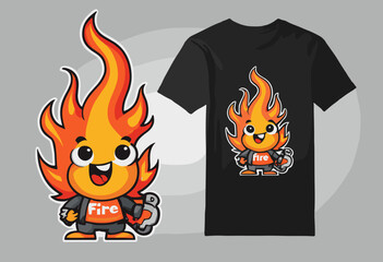cartoon character of fire Graphic Design for T shirt Street Wear and Urban Style