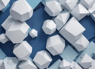 Abstract blue textured background with overlapping white geometric forms,  digital,  style,  art