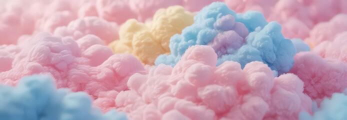 Fototapeta premium Gentle, vibrant cotton candy gradient Fuzzy pink, blue, and yellow hues , vibrant, yellow