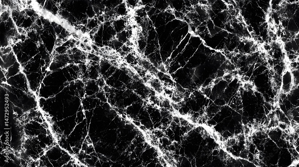 Poster an abstract background of natural black stone with intricate white veining creates a textured patter