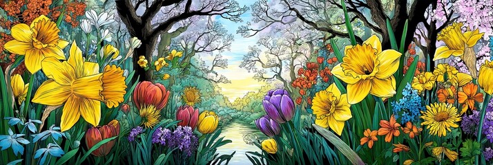 spring equinox - seasonal concept with natural blossoming of life during the spring season