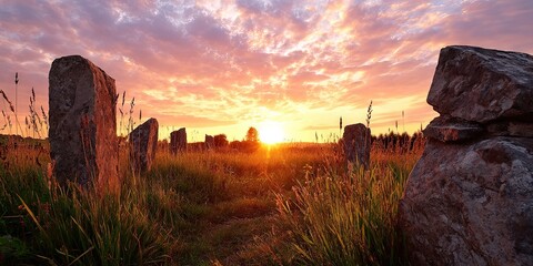 Summer solstice concept representing the changing seasons and height of warm weather on the longest day of the year