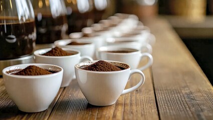 Fototapeta premium Coffee Cupping: Evaluating Different Roasts Side-by-Side