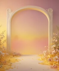 Dreamy yellow-to-pastel gradient backdrop, perfect for whimsical fantasy scenes , spring, nature