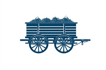 Fototapeta premium Vintage Wagon Loaded with Hay A Classic Farming Illustration for Agriculture Harvest and Rur