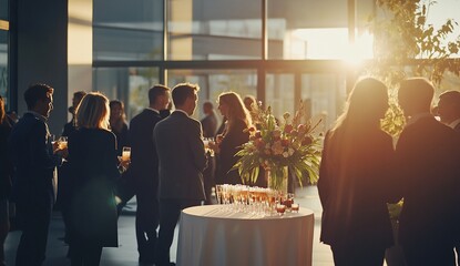 Business gathering in modern city