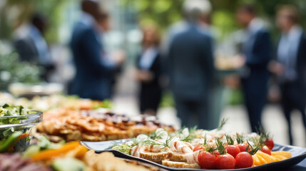 Buffet catering for a business networking event outdoors