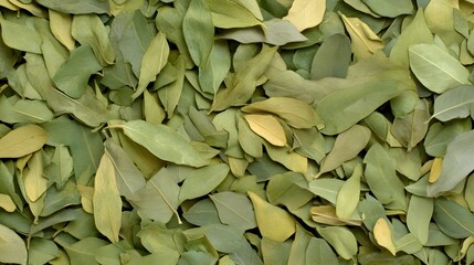 Dried Green Leaves Texture Background Close Up