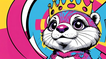 The Majestic Queen Otter: A vibrant Pop Art masterpiece