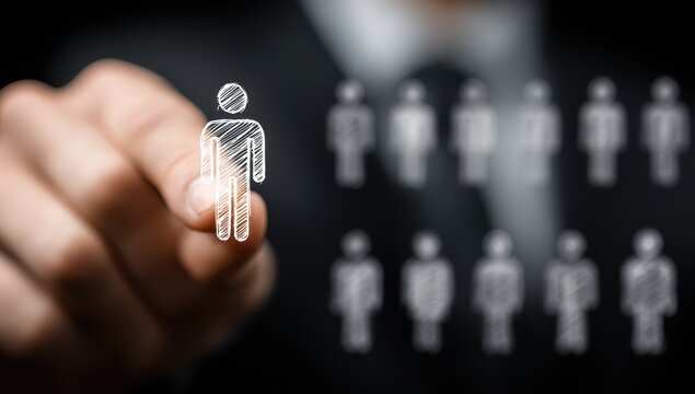 Person selecting a candidate from a pool of applicants.