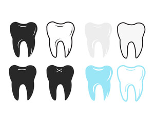 Vector Illustrations of Teeth Icons in Various Styles