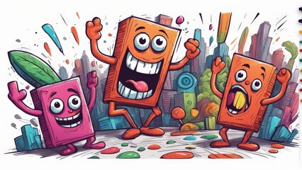 cartoon funny colorful monster with different colors
