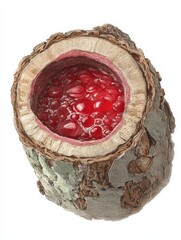 A close-up view of a dragon's blood tree trunk displaying its distinctive red resin.