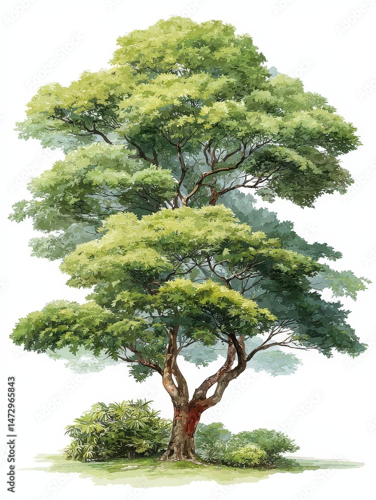 Poster a simplified environmental context image featuring a realistic full tree for nature-themed projects.