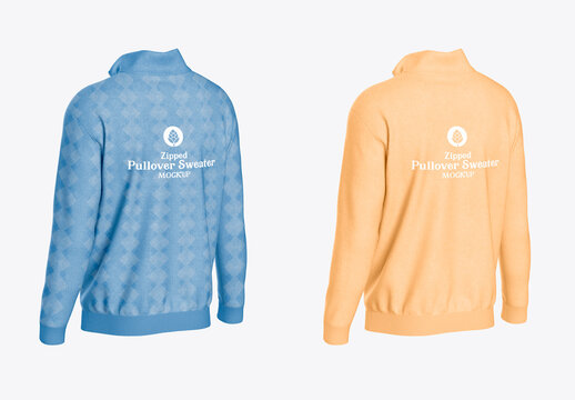 Zipped Pullover Sweater Mockup