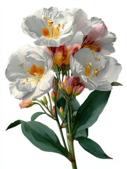 Fototapeta premium A realistic botanical illustration featuring an aerial view of open blossoms in vibrant detail.