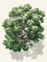 Naklejka premium Top-down view of a thin canopy, showcasing realistic botanic elements in a stock image format.