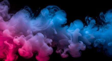 Abstract Colorful Smoke Art with Pink Blue Gradient Hues on Dark Background Wallpaper Design
