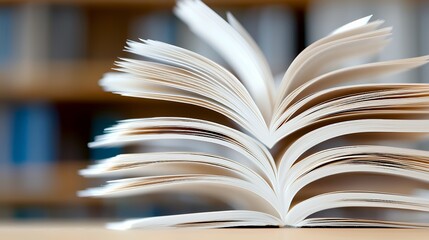 Open Book Pages on a Wooden Table