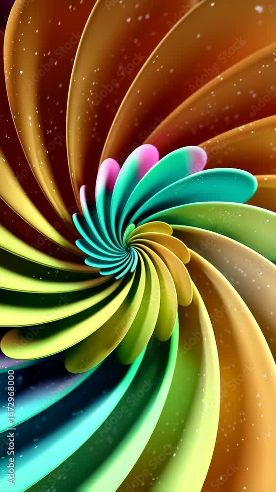 Aufkleber abstract multicolored spiral pattern with flowing petals, swirling design and rainbow color transiti