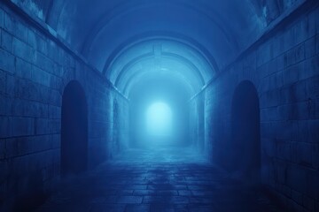 Obraz premium Blue arched corridor interior