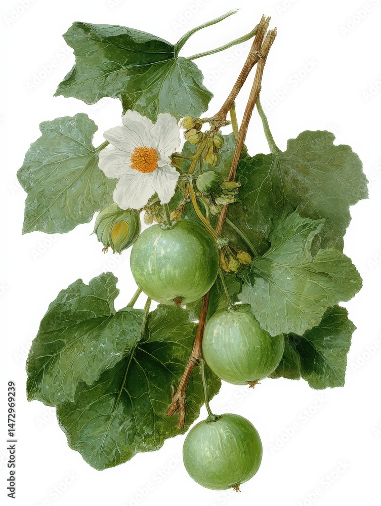 Poster top-down view of a cucumber tree, dendrosicyos socotranus, showcasing its unique foliage and structu