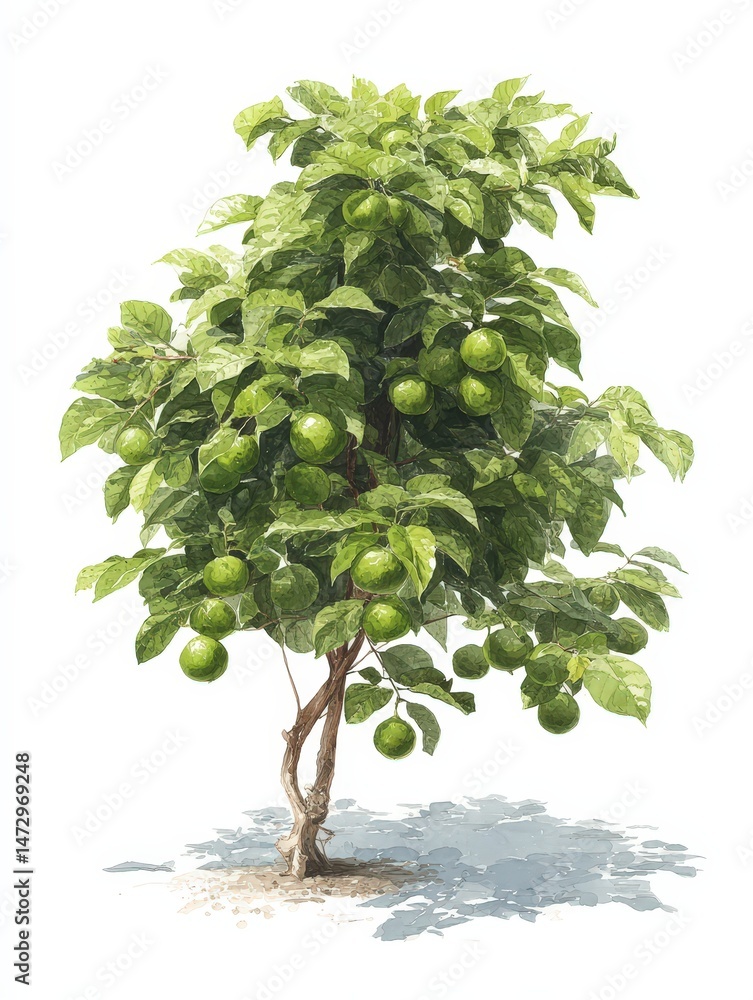 Poster isometric view of the unique cucumber tree dendrosicyos socotranus showcasing its distinct features 