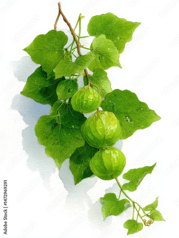 Poster close-up view of cucumber tree leaves highlighting unique texture and details for botanical studies 