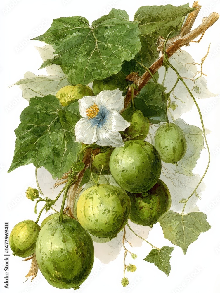 Poster high-angle view of a dendrosicyos socotranus, showcasing its unique cucumber tree form in a natural 