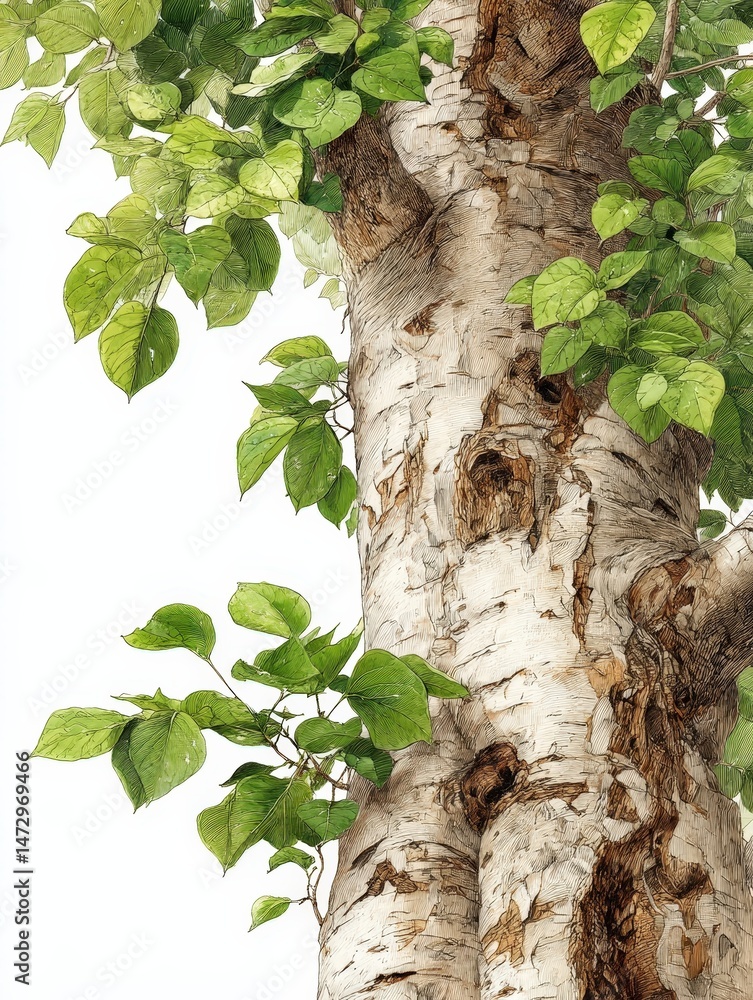 Poster close-up of cucumber tree bark texture showcasing unique patterns and details in high resolution.