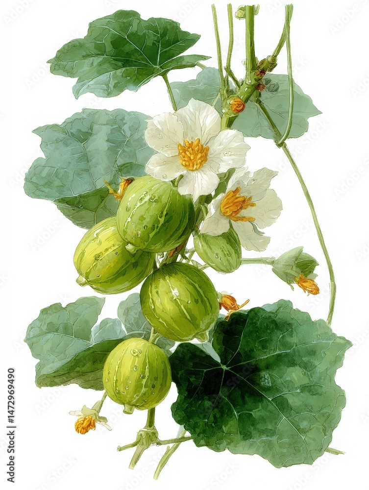 Poster cucumber tree's fruiting phase captured in detail. unique succulent from socotra island featured in 