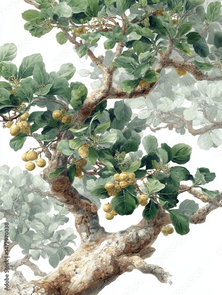Poster image of a boswellia tree showcasing its branching pattern, ideal for nature or botanical themes in 